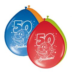 50 Jaar Abraham Regenboog Ballonnen 30cm - 8 stuks