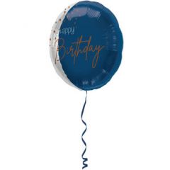 Folieballon Happy Birthday Elegant True Blue - 45cm