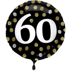 Glossy Black Folieballon 60 Jaar - 45cm