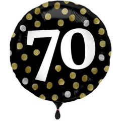 Glossy Black Folieballon 70 Jaar - 45cm
