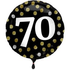 Glossy Black Folieballon 70 Jaar - 45cm