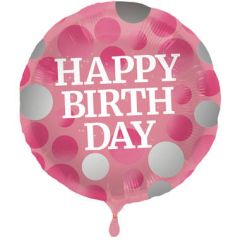 Glossy Pink Folieballon Happy Birthday - 45cm