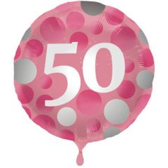 Glossy Pink Folieballon 50 Jaar - 45cm
