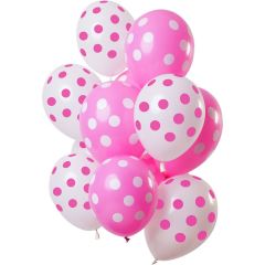 Ballonnen set stippen mix roze/wit - 12stk