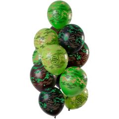 Ballonnen set Happy Birthday Camouflage - 12stk