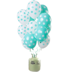 Helium Tank met Mintgroene Stippen Mix Ballonnen - 24stk