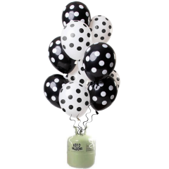 Helium Tank met Zwarte Stippen Mix Ballonnen - 24stk
