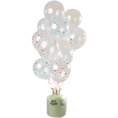 Helium Tank met Transparante Sterren Mix Ballonnen - 24stk