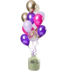 Helium Tank met Purple Posh Ballonnen - 24stk