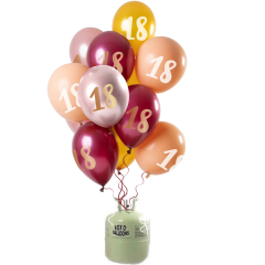 Helium Tank met 18 t/m 50 Jaar Ballonnen Roze/Goud - 24stk