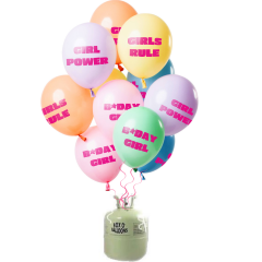 Helium Tank met Birthday Girl Pastel Ballonnen - 24stk