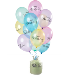 Helium Tank met Transparante Happy Birthday Ballonnen - 24stk