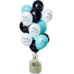Helium Tank met Hip Hip Hooray Ballonnen - 24stk