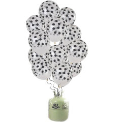 Helium Tank met Zwarte Stippen Ballonnen - 30stk