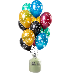 Helium Tank met Metallic Sterren Mix Ballonnen - 24stk