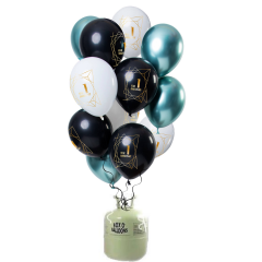 Helium Tank met Jubileum 1 t/m 50 Jaar Ballonnen - 24stk