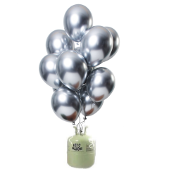 Helium Tank met Chrome Ballonnen Zilver - 24stk
