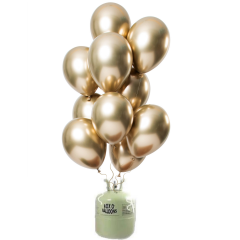 Helium Tank met Chrome Ballonnen Goud - 24stk