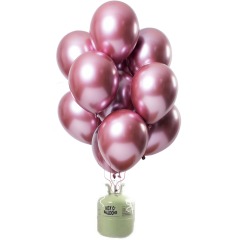 Helium Tank met Chrome Ballonnen Roze - 24stk