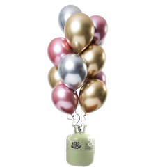 Helium Tank met Chrome Ballonnen Morganite Mix - 24stk