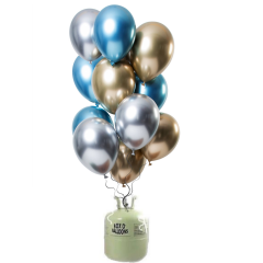 Helium Tank met Chrome Ballonnen Sapphire Mix - 24stk