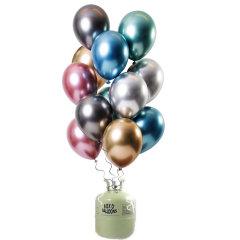 Helium Tank met Chrome Ballonnen Treasures Mix - 24stk