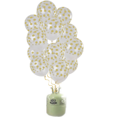 Helium Tank met Gouden Stippen Ballonnen - 30stk