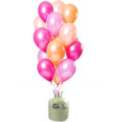 Helium Tank met Peachy Flamingo Ballonnen  - 30stk
