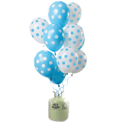 Helium Tank met Blauwe Stippen Mix Ballonnen - 24stk