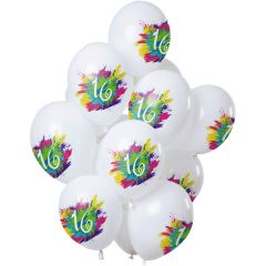 Ballonnen Color Splash 16 t/m 100 Jaar - 12stk
