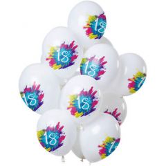 Ballonnen set Color Splash Kroonleeftijden 18 t/m 100 jaar - 12stk