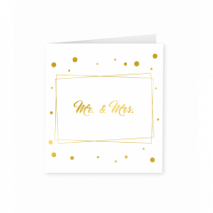 Gold & White Ansichtkaart - Mr & Mrs