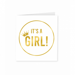 Gold & White Ansichtkaart - It's a Girl
