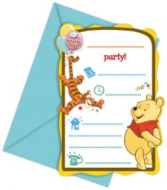 Winnie the Pooh Party Uitnodigingen - 6 stuks
