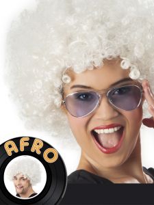 Witte Afro Pruik