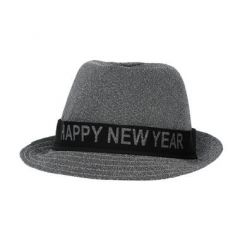 Trilby Hoed Happy New Year - Zilver