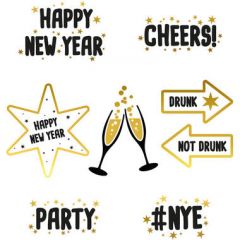 Raamstickers  Black/Gold Happy New Year