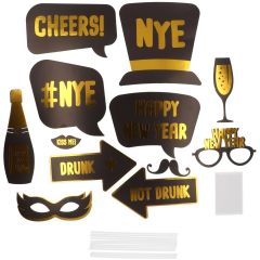 Photobooth Accessoires Black/Gold Happy new Year
