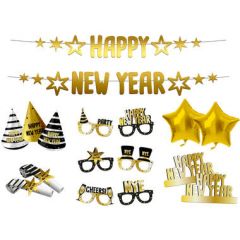 Feestpakket Black/Gold Happy New Year