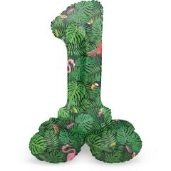 Folieballon Jungle Vibes op standaard 41cm - Cijfer 0 t/m 9