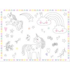 Coloring Placemats Unicorns & Rainbows - 6stk