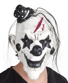 Psycho Clown Masker Latex met Haar en Hoedje