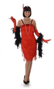 Kostuum Flapper Dress Rood - S T/M XL