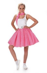 Kostuum Polka Dot Rok Roze