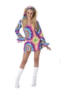Kostuum Neon Tye Dye Dress - S T/M L