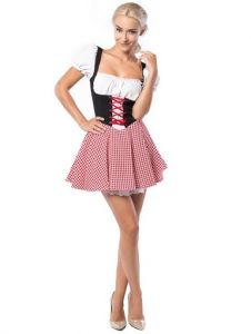 Oktoberfest Dirndl Eva - Rood/Zwart