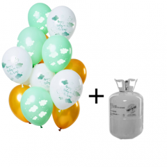 Helium Tank met Hooray Baby on the Way Ballonnen - 12stk