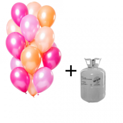 Helium Tank met Peachy Flamingo Ballonnen  - 15stk