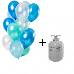 Helium Tank met Blue Azure Ballonnen - 15stk