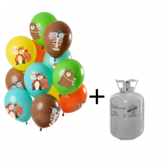 Helium Tank met Bosdieren Ballonnen - 12stk